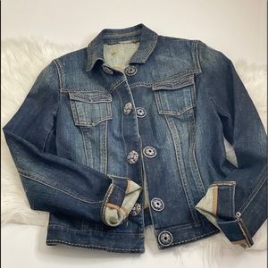 Elie Tahari Jean demin Jacket 8 with Rhinestones